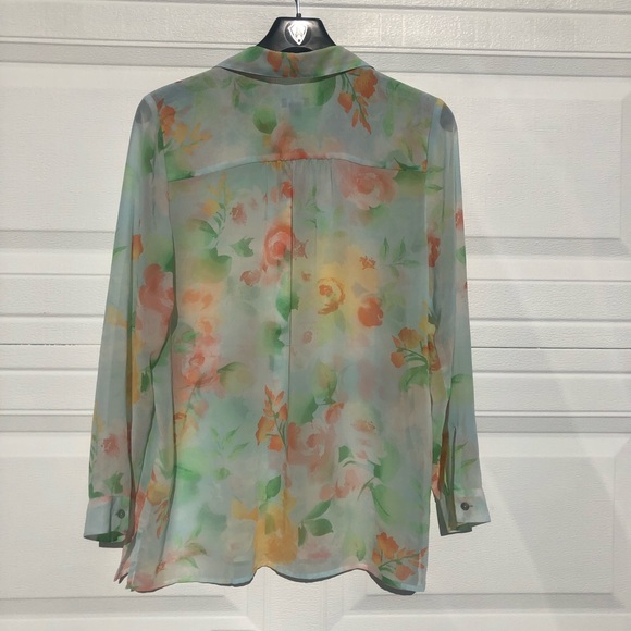 J. Jill Sheer Floral Pastel  Business Casual Blouse - Picture 6 of 7